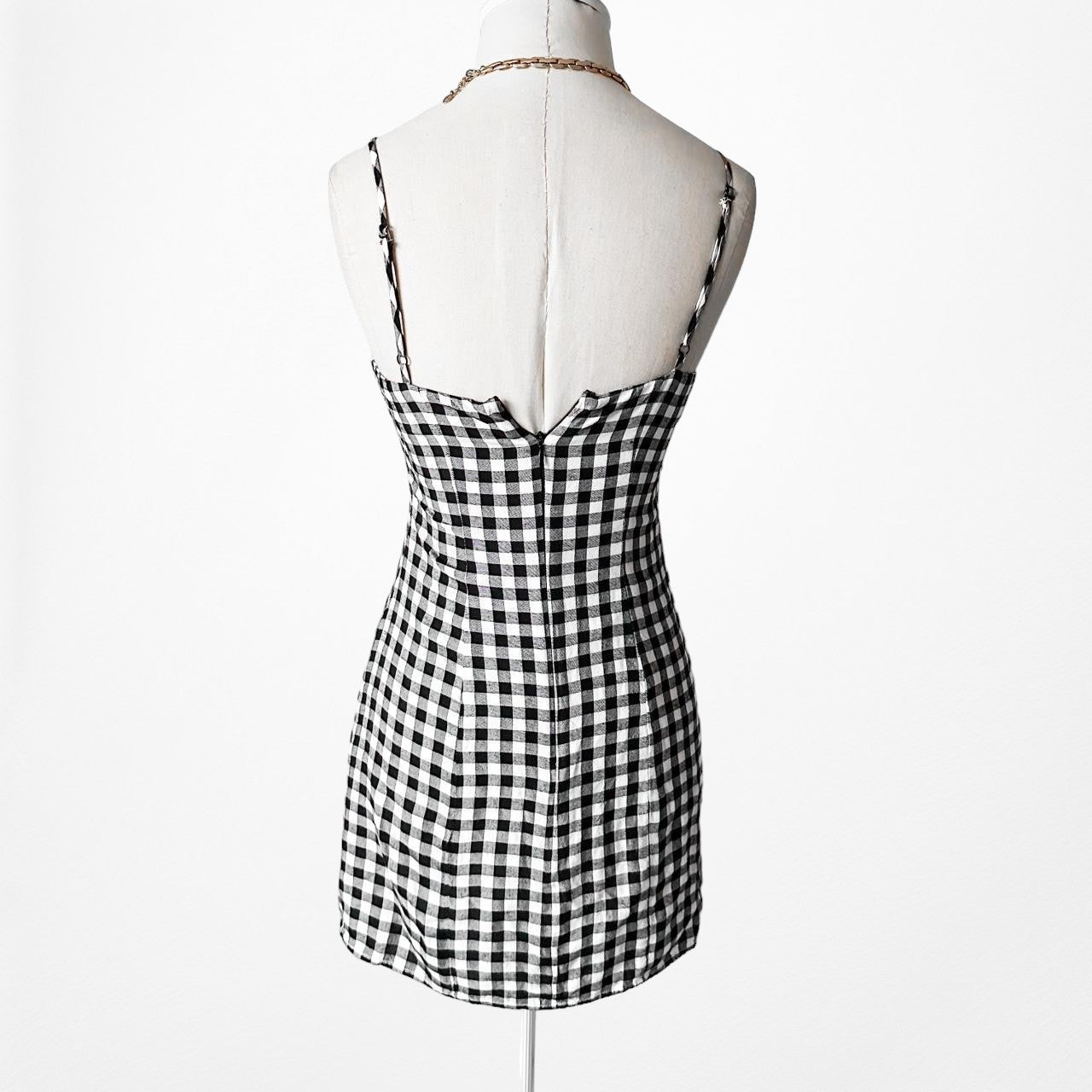 Majorelle Revolve Black White Plaid Gingham Checkered Mini Bodycon Dress Size XS