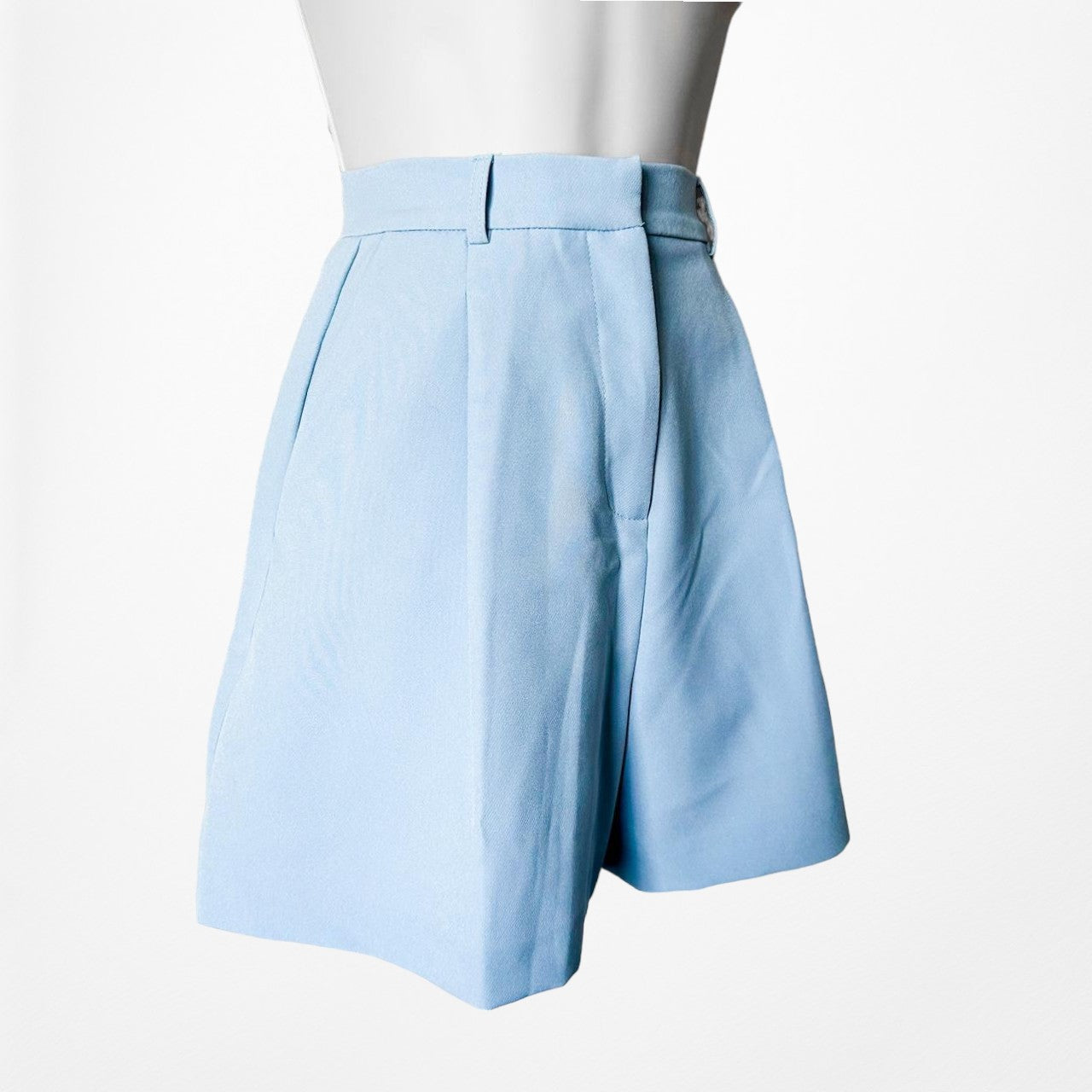 ASOS Pastel Blue High Waisted Pleated Detail Casual Shorts Size 2/XS