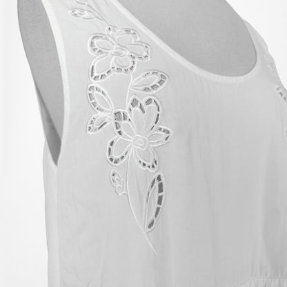 Vintage Y2K Off White Floral Lace Tunic Sheath Knee Length A-Line Dress XS/S