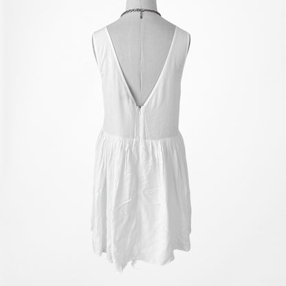 Vintage Y2K Off White Floral Lace Tunic Sheath Knee Length A-Line Dress XS/S