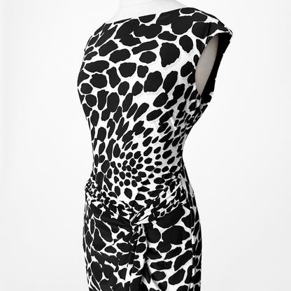 Kasper Black White Sleeveless Printed Knee Length Knit Cocktail Dress Size 4/M