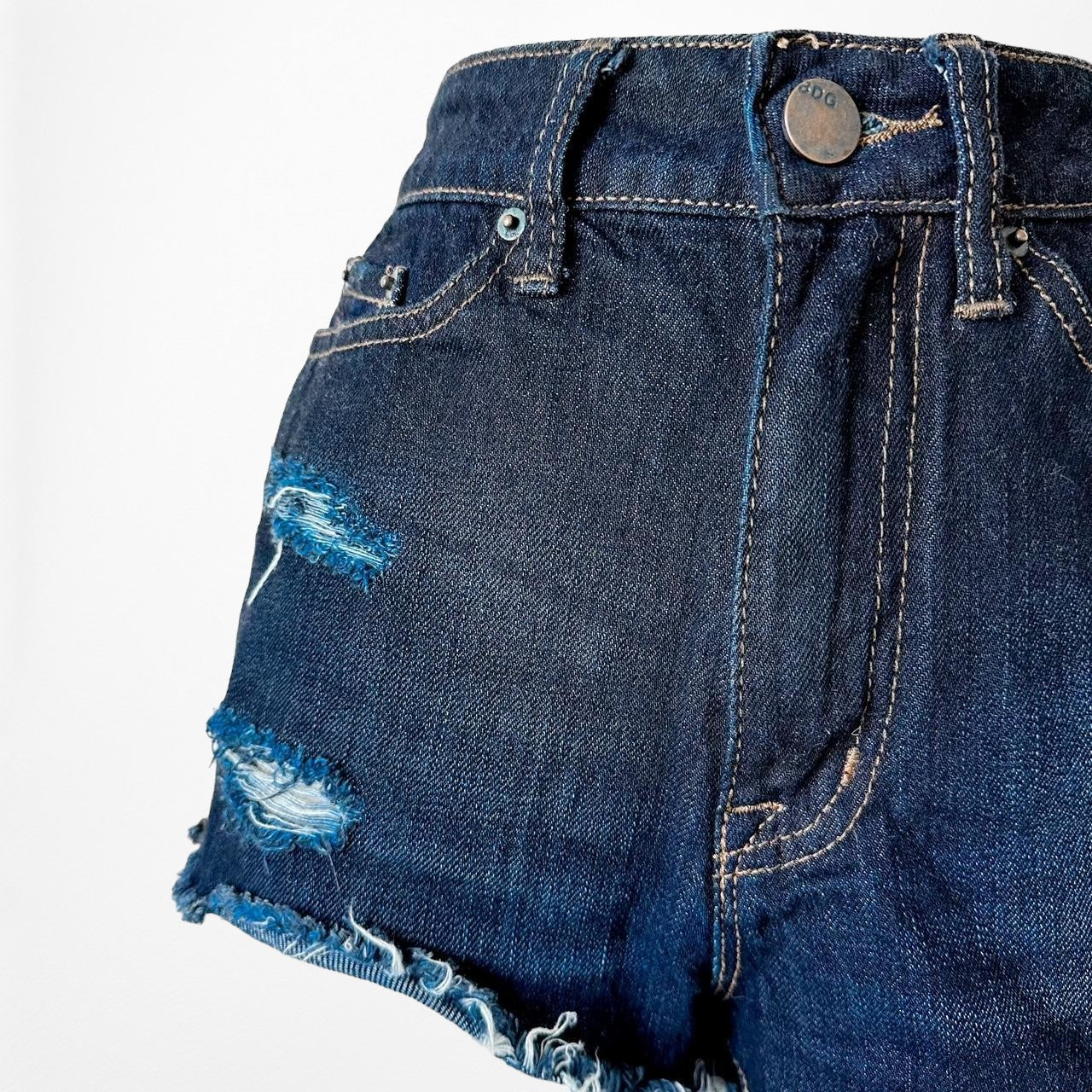 Urban Outfitters Dark Wash High Waisted Distressed Destroyed Shorts Size 24/S/XS