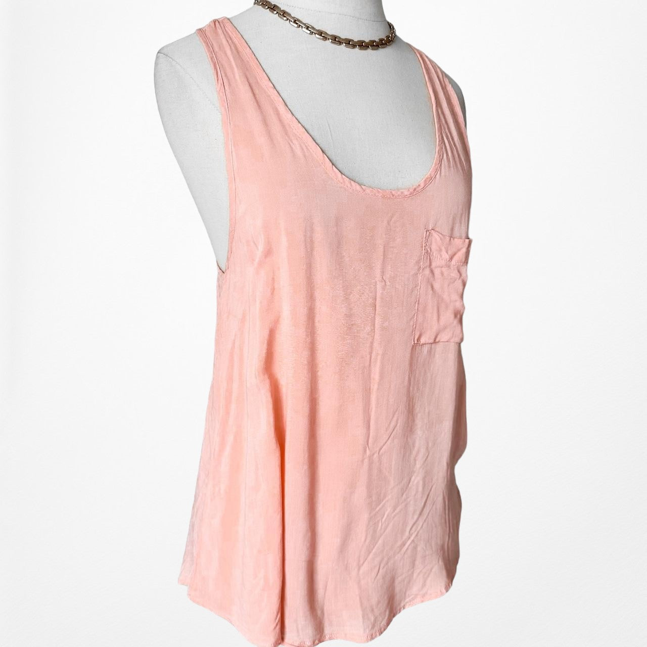 ASOS Pink Pastel Scoop Neck Pocket Front Racerback Tank Cami Top Blouse Size S