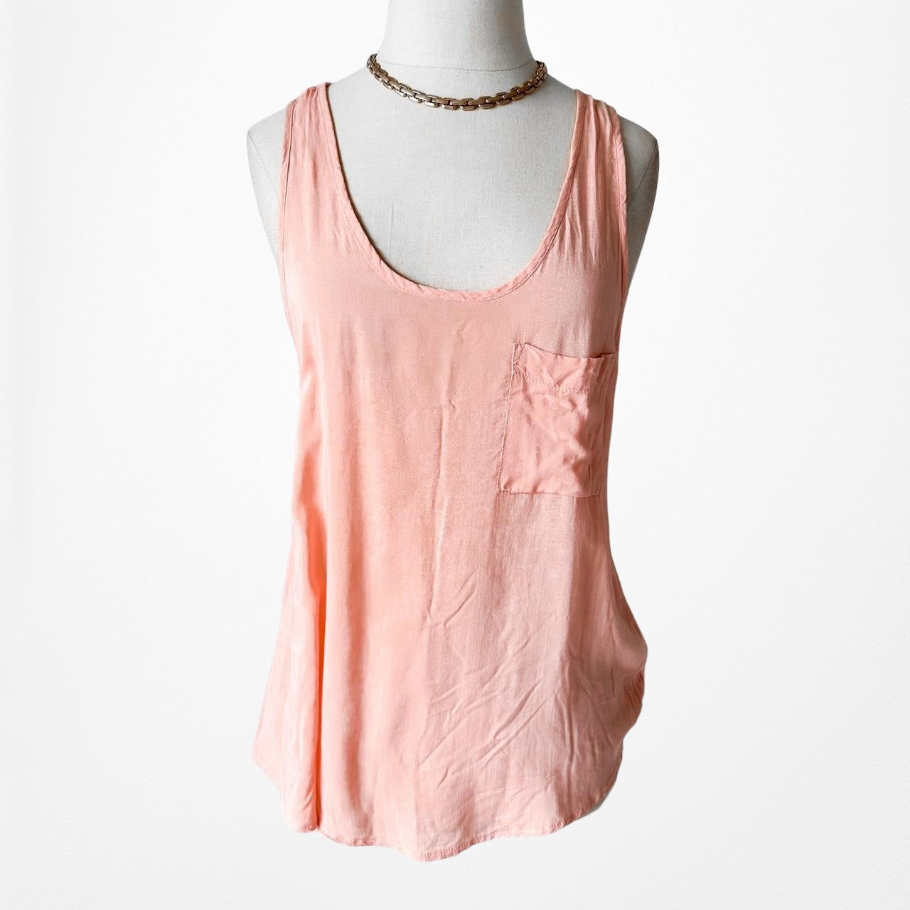 ASOS Pink Pastel Scoop Neck Pocket Front Racerback Tank Cami Top Blouse Size S