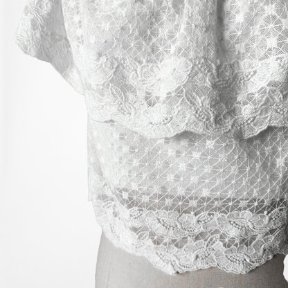 New Look White Off The Shoulder Floral Lace Sheer Top Size 2/S