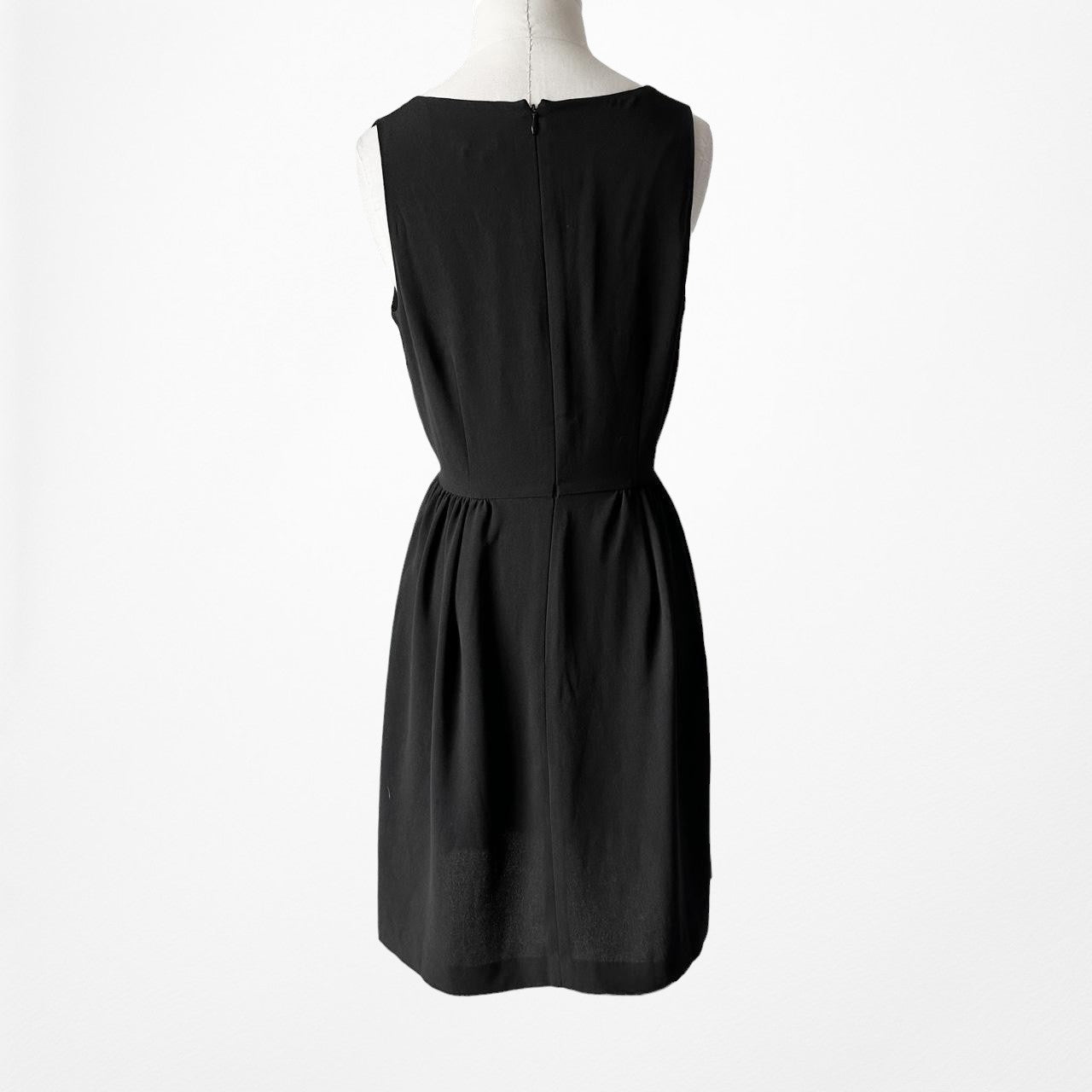 Loft Black Knee Length Cocktail Party Flowy Flared Skater Dress Size 4/M