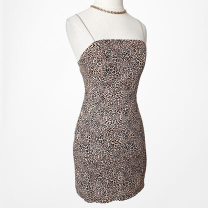 Urban Outfitters Brown Animal Leopard Print Mini Bodycon Dress Size 0/S