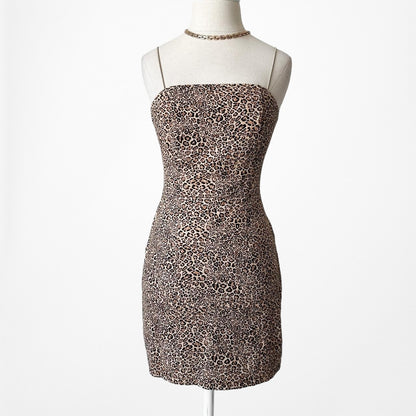 Urban Outfitters Brown Animal Leopard Print Mini Bodycon Dress Size 0/S