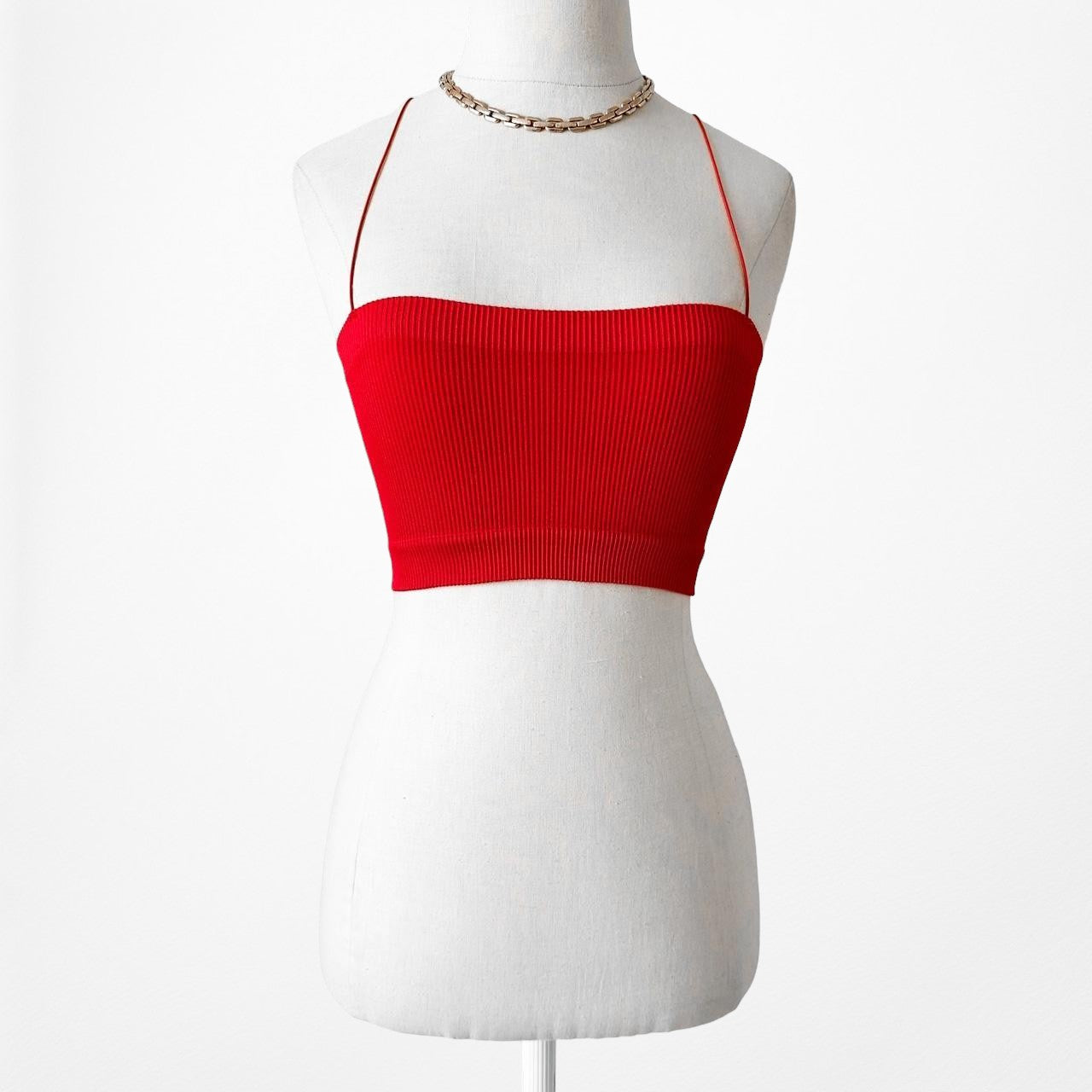 Urban Outfitters Red Ribbed Knit Fitted Tank Cami Crop Top Size S