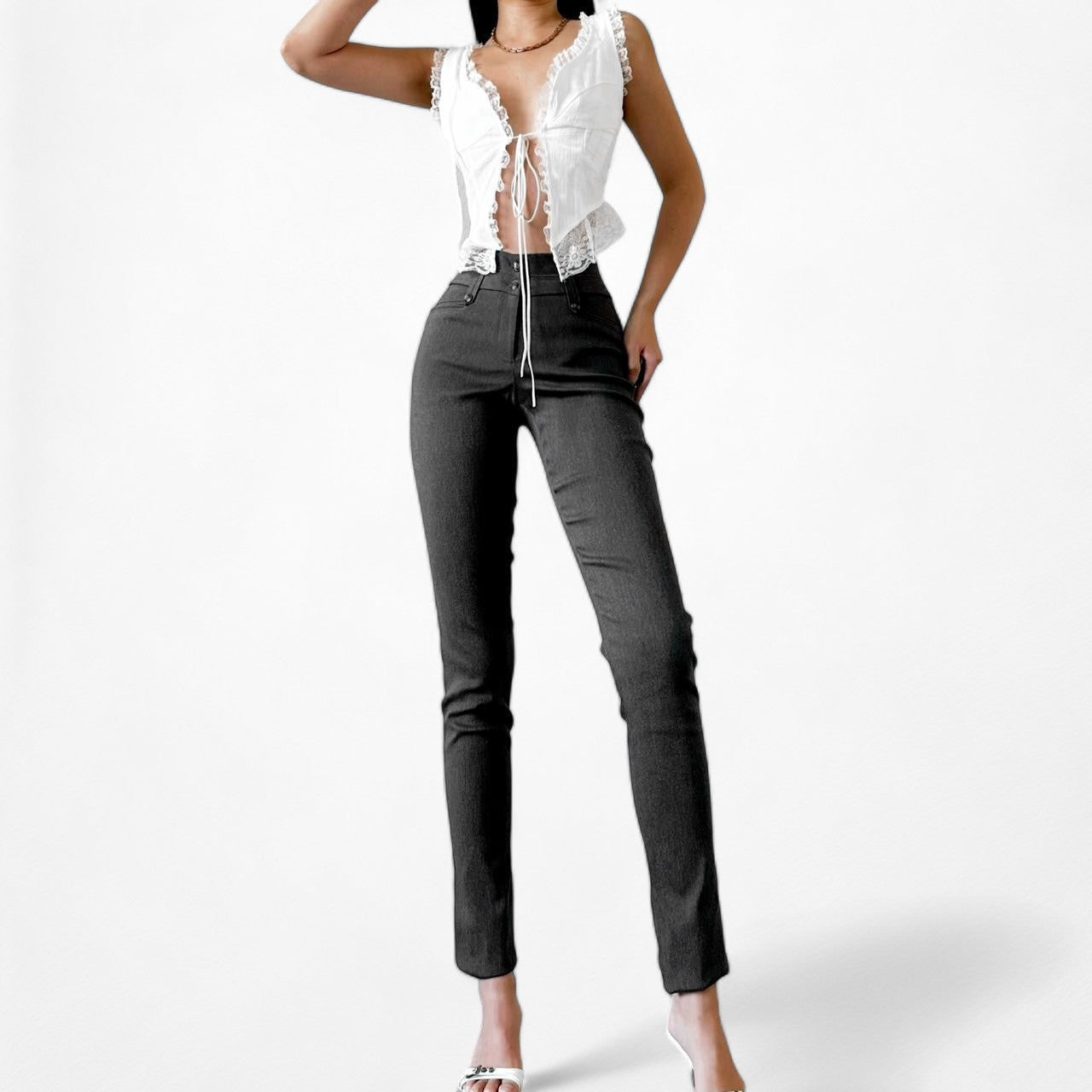 Fashion Nova Gray High Waisted Skinny Pants Size S/M