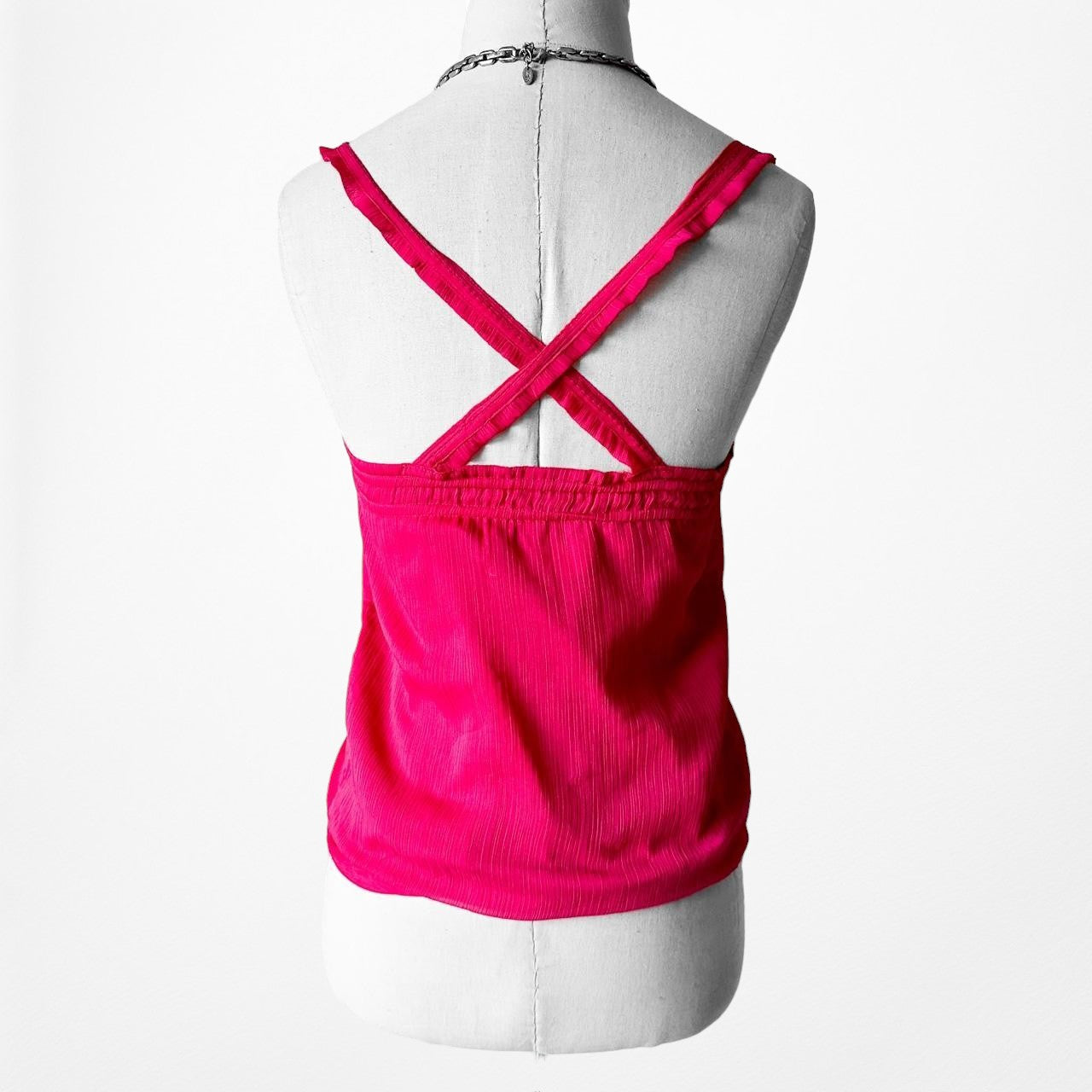 Abercrombie & Fitch VNeck Pink Button Front Ruffle Cami Tank Top Size XS