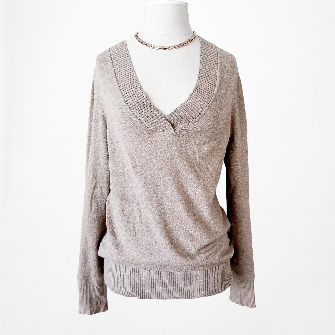 Gap Brown V-Neck Knit Long Sleeve Pullover Sweater Size XS/S/M