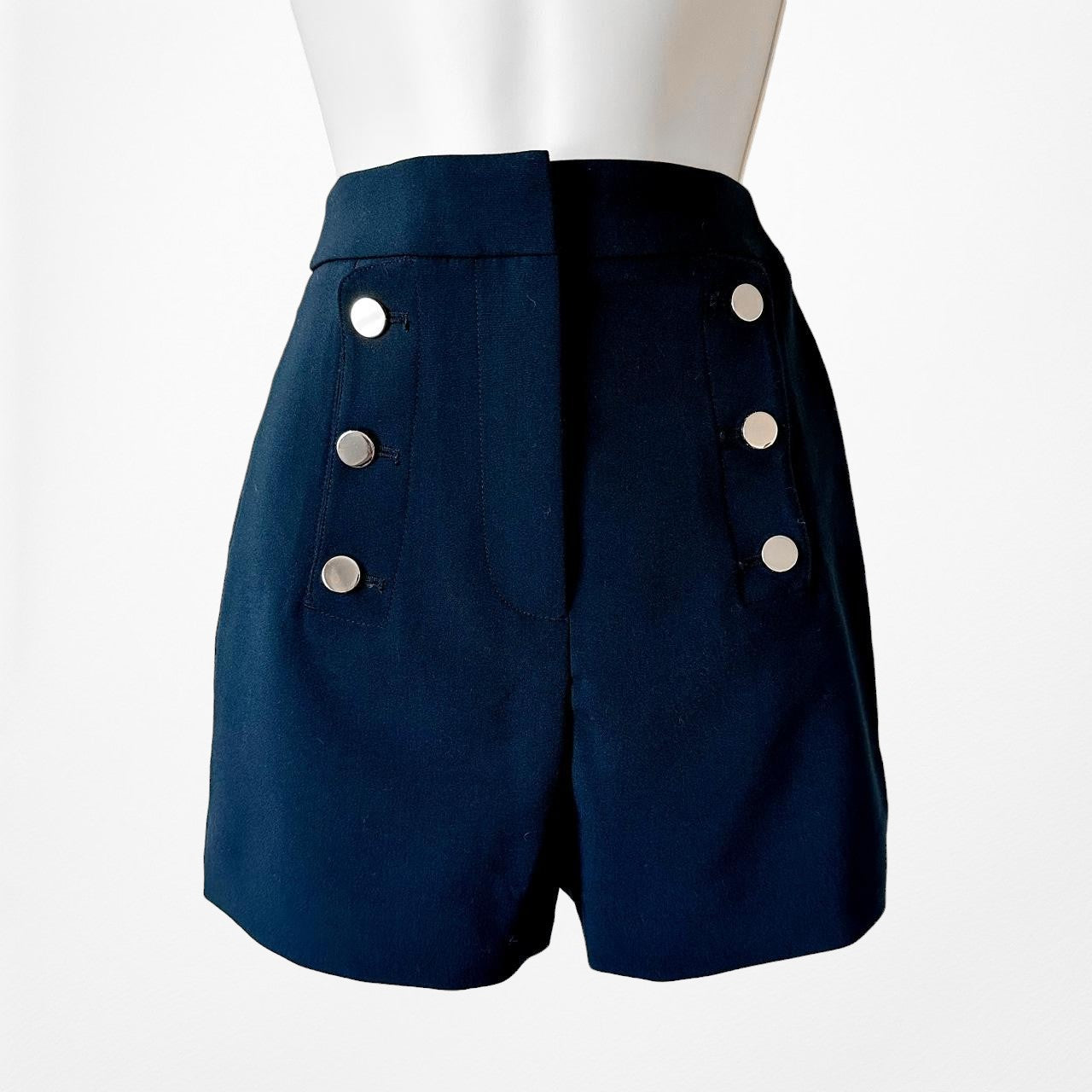 H&M Navy Blue High Waisted Sailor Double Breasted Button Front Shorts Size 0/XS