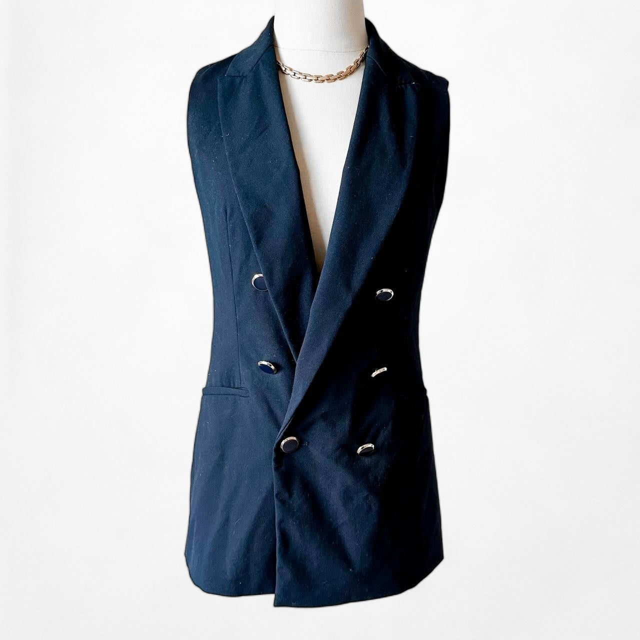 Zara Sleeveless Double Breasted Button Front Blazer Vest Jacket Size XS/S