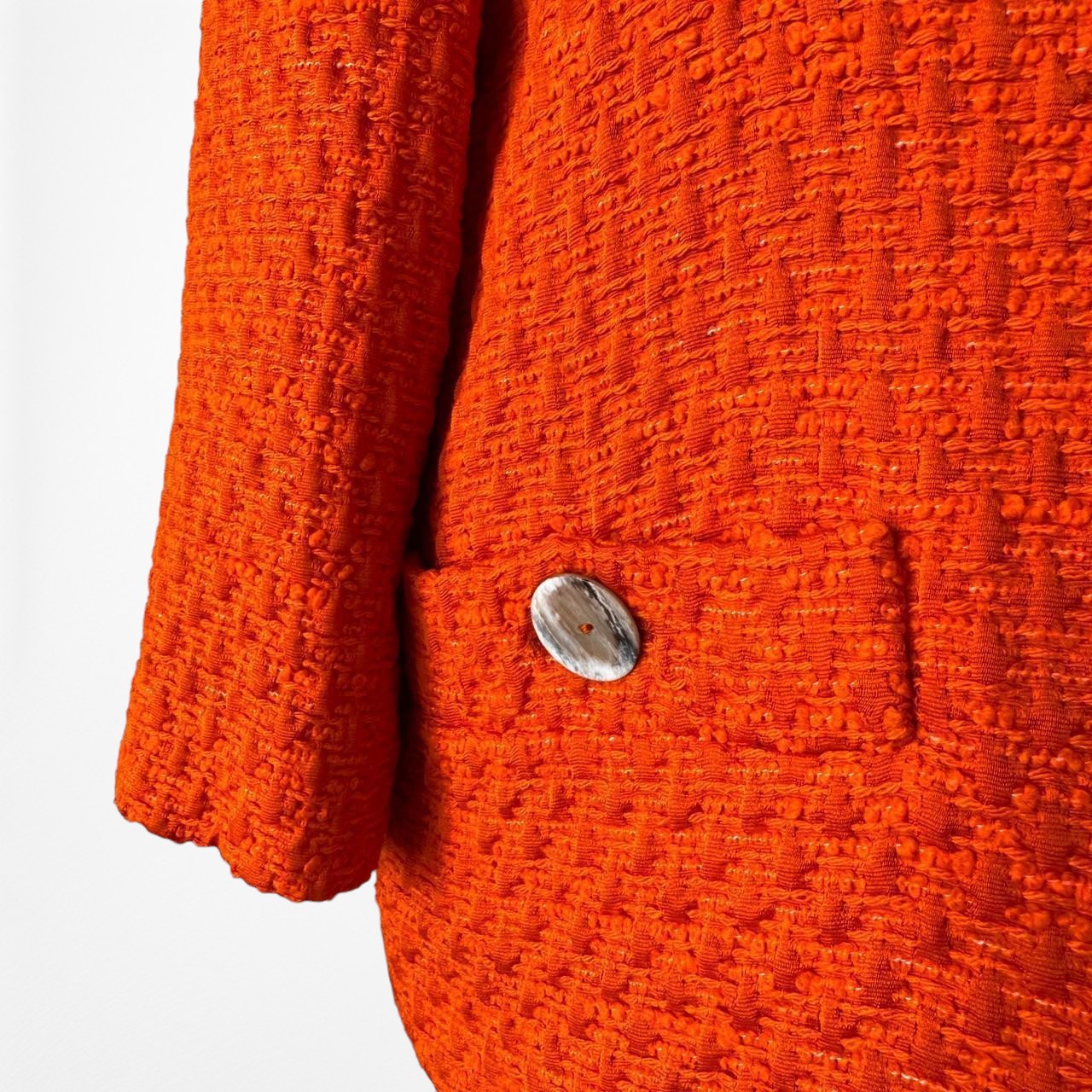 Mango Orange Tweed Blazer Jacket Suit Cardigan Size XS/S