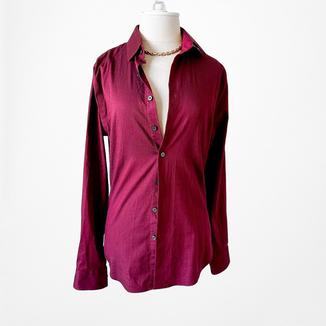 Express Burgundy Red Button Down Shirt Blouse Size S