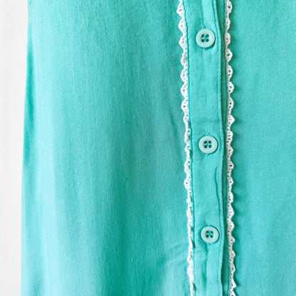 Vintage Y2K Blue Lace Button Down Racer Tank Cami Top S