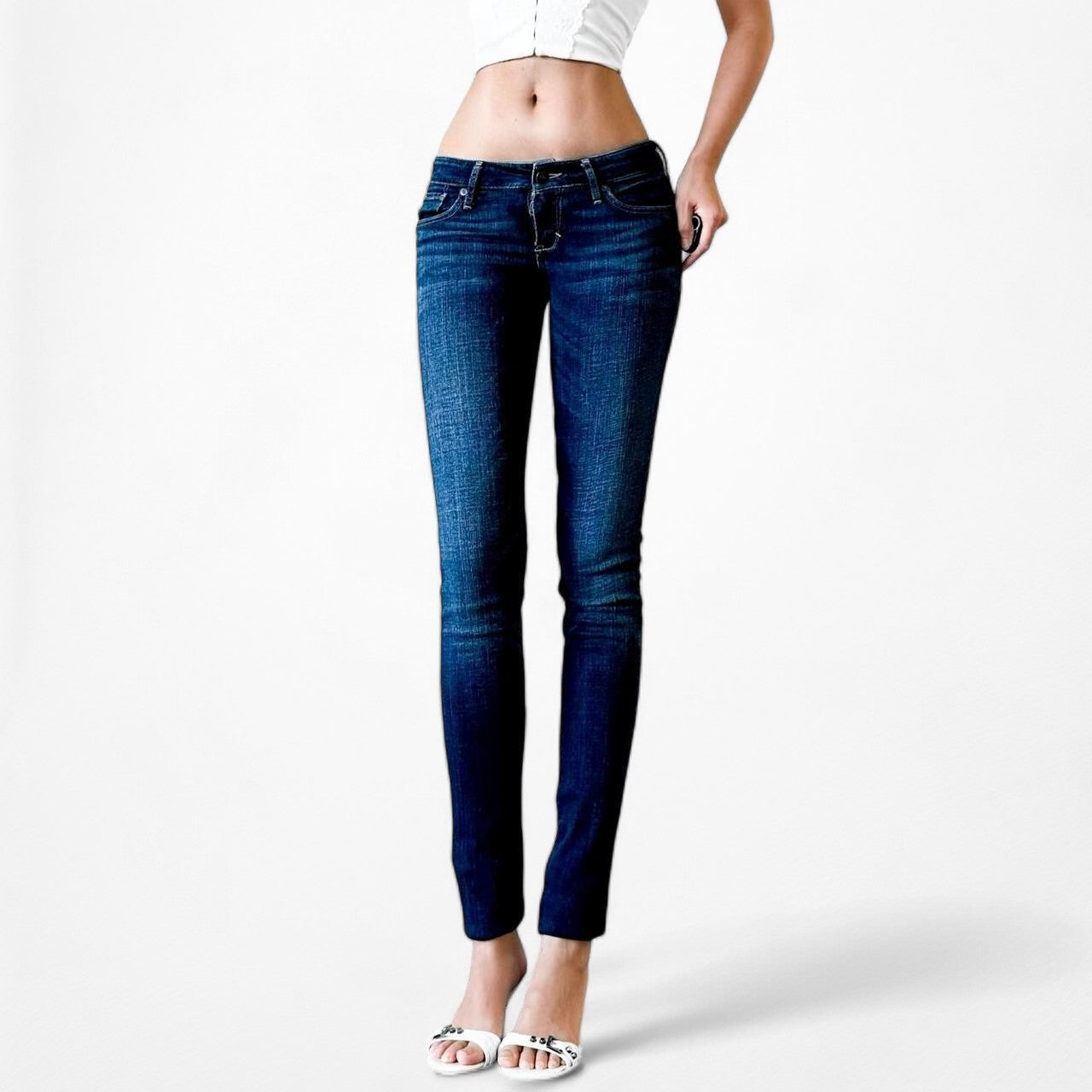 Abercrombie Dark Blue Low Rise Skinny Denim Jeans Size 00/XS