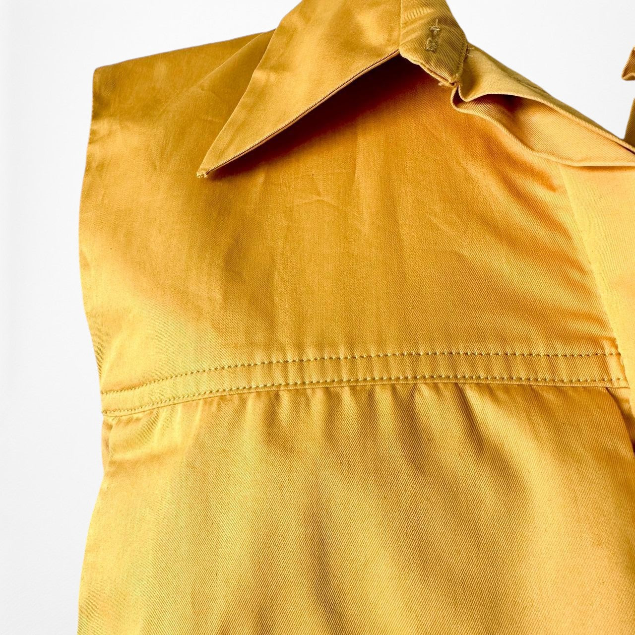 Zara Yellow Sleeveless Button Down Cropped Shirt Top Size XS/S