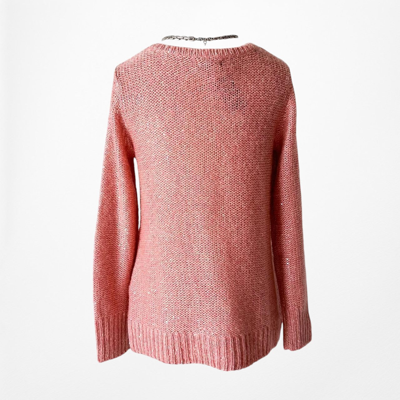 Apt. 9 Pink Sequin V-Neck Pullover Knit Sweater Top Size S