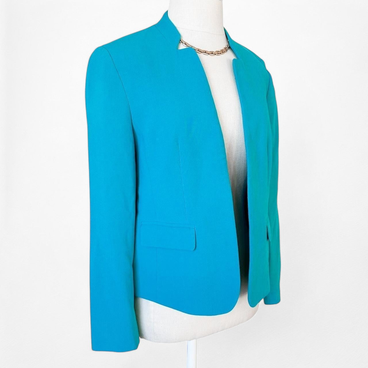 Loft Pastel Blue Padded Shoulder Blazer Jacket Cardigan Coat Size S/M