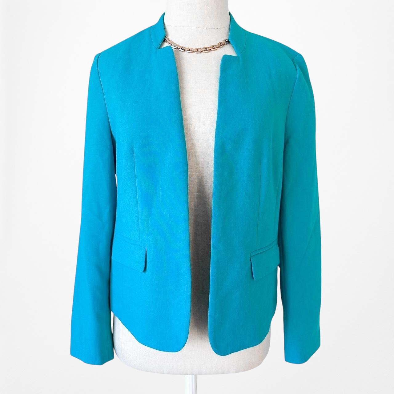 Loft Pastel Blue Padded Shoulder Blazer Jacket Cardigan Coat Size S/M