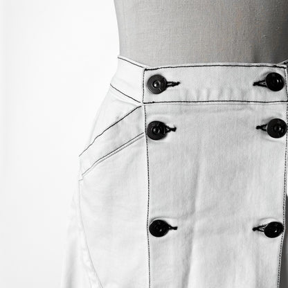 Jason Wu White Button Front Detail A-Line Denim High Waisted Maxi Skirt Size XS