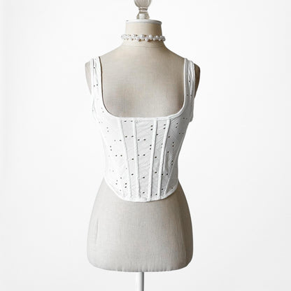 Zara Knit Square Neck Cutout Bustier Corset Tank Cami Cropped Top Size S