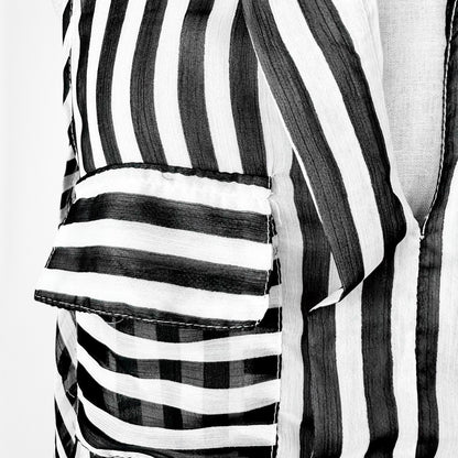 Vintage Y2K Black White Sleeveless Striped Sheer Tank Top Size XS/S