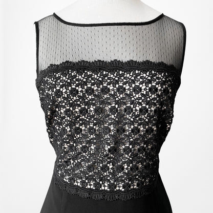 Ivanka Trump Black Floral Lace Sleeveless Knee Length Bodycon Dress Size M