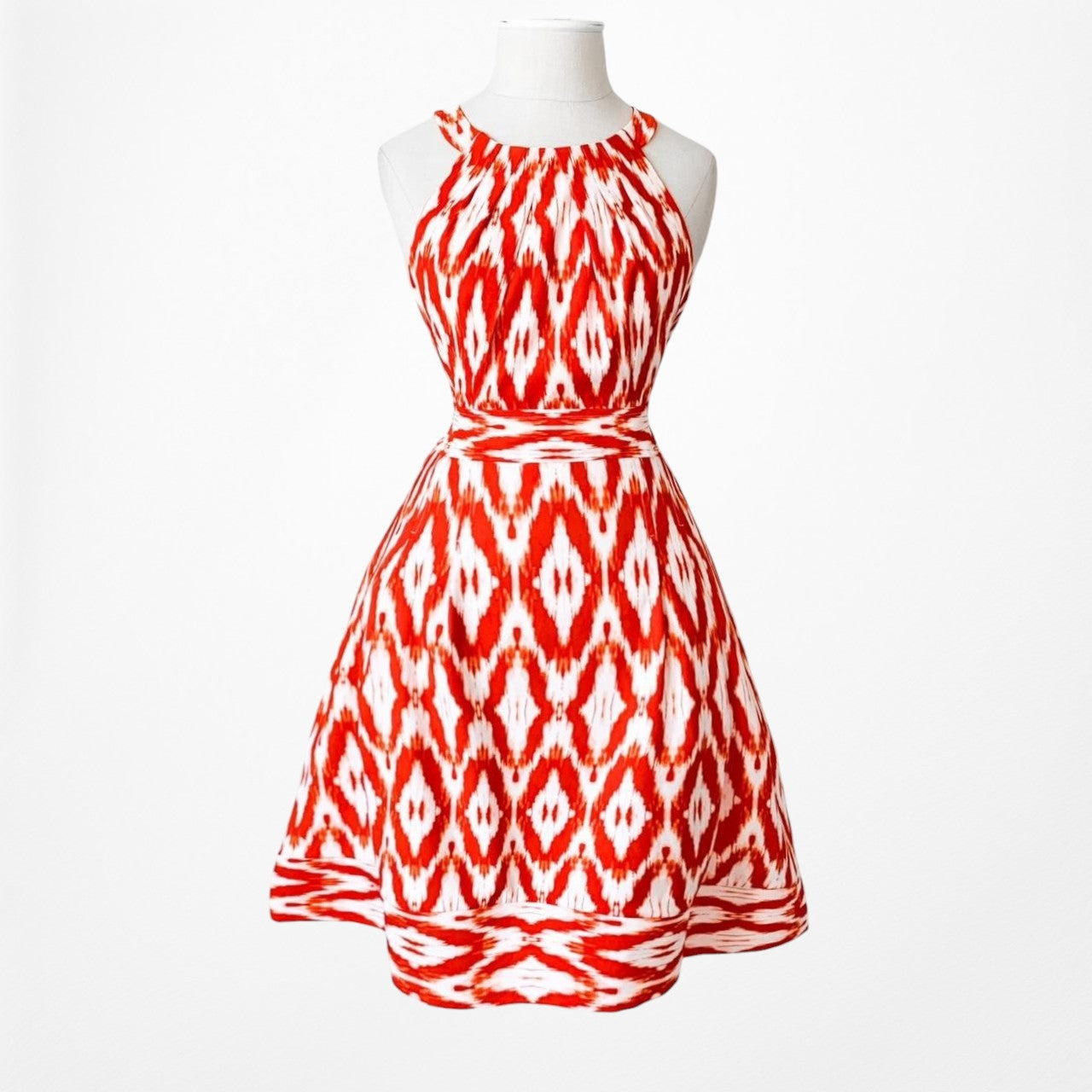 Dressbarn Orange White Printed Knee Length Cocktail Sundress Dress Size 6/M