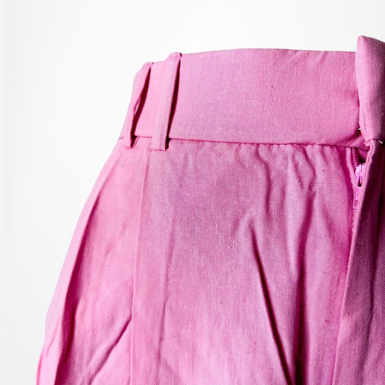 Zara Pink Pleated High Waisted Tailored Straight Leg Linen Pants Size XS/S
