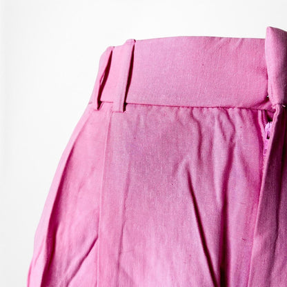 Zara Pink Pleated High Waisted Tailored Straight Leg Linen Pants Size XS/S