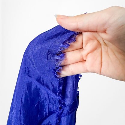 Vintage Blue Black Mesh Velvet Beaded Flared Maxi Prom Dress Size M