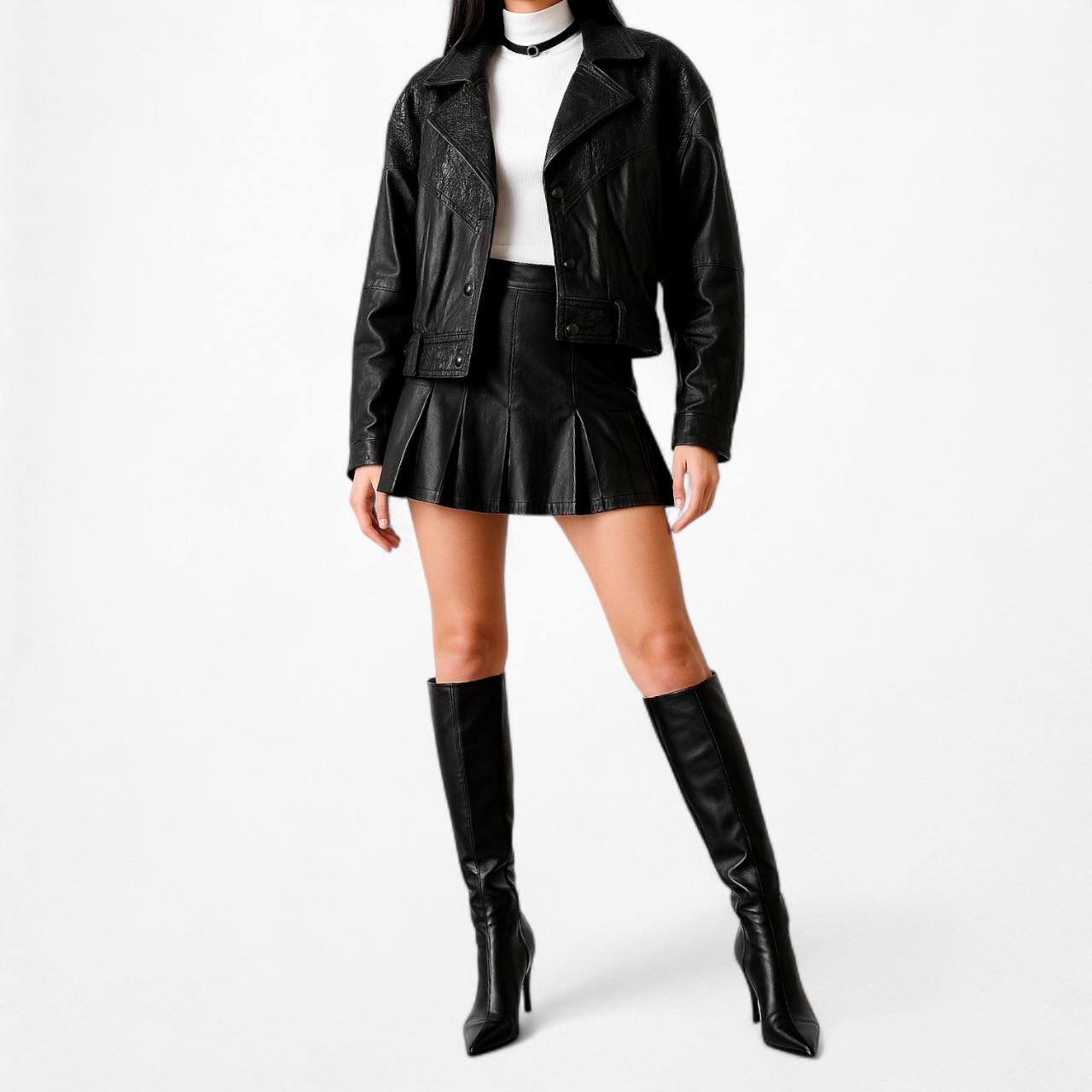 GiII Leather Fashions Vintage Leather Button Front Biker Jacket Coat Size L