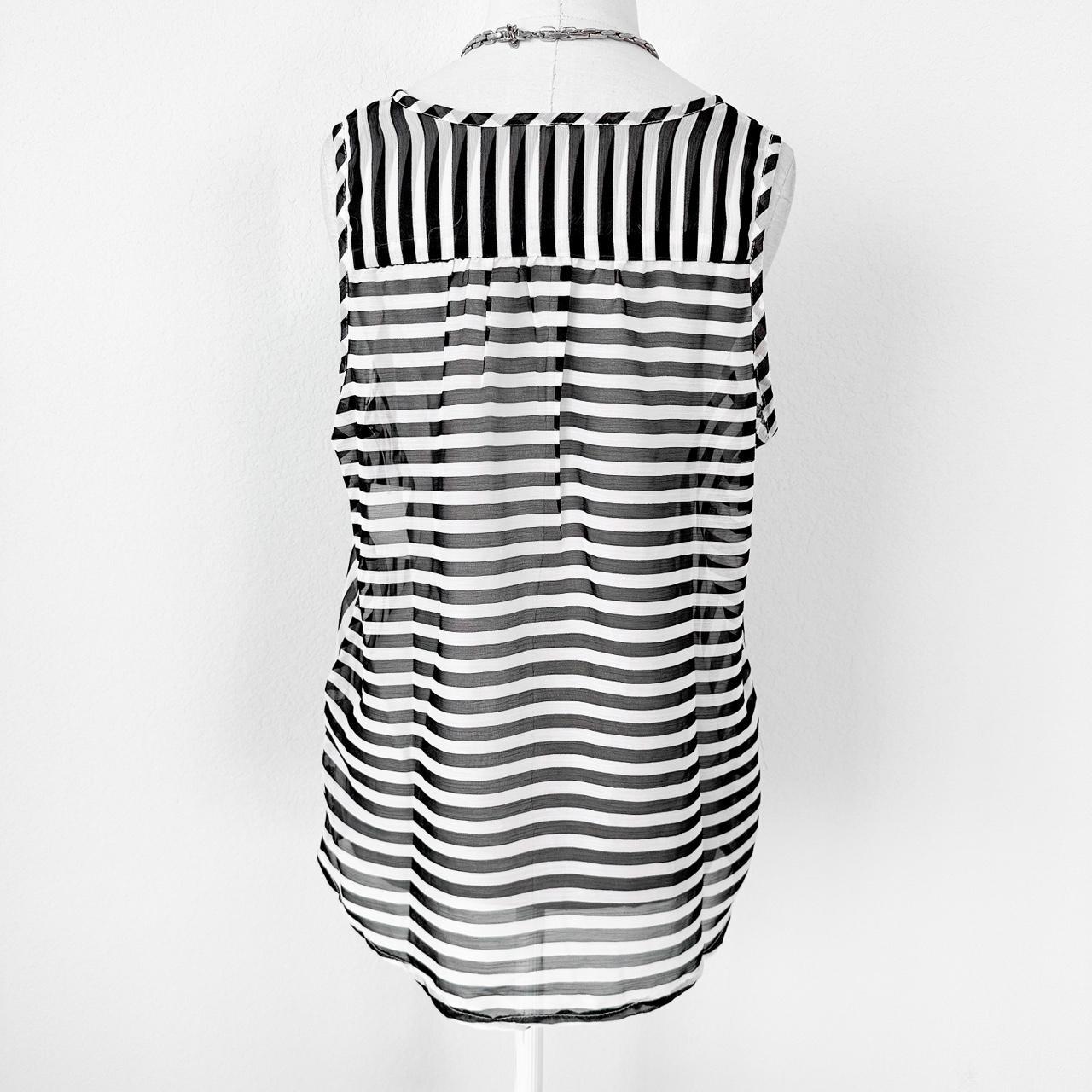 Charlotte Russe Black White Sleeveless Striped Sheer Tank Top Size XS/S