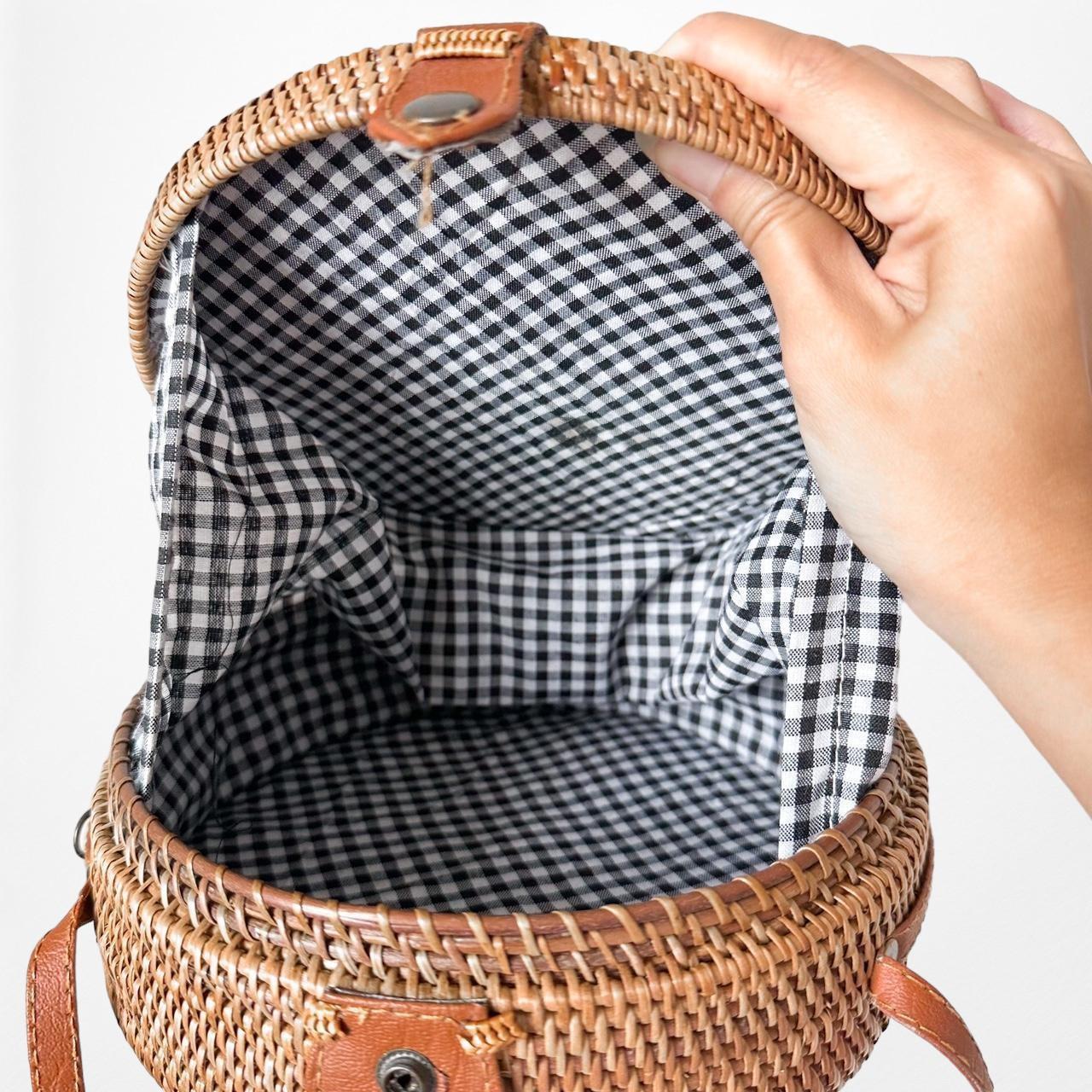 Brown Crossbody Straw Circle Bag