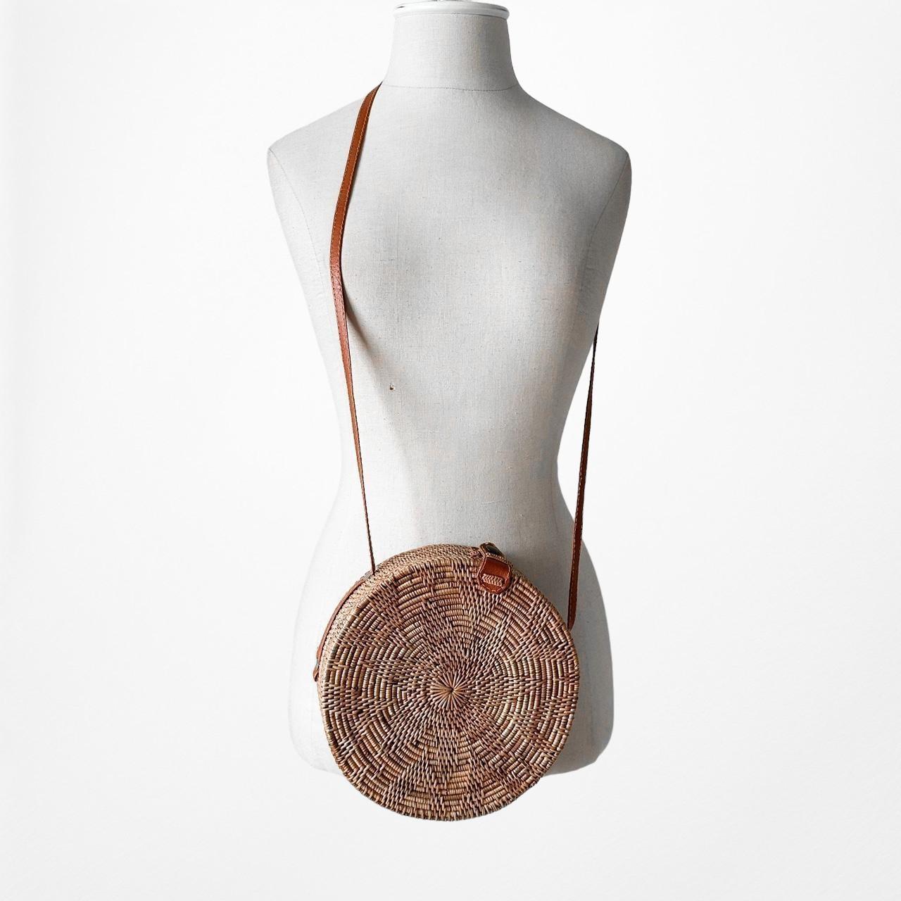 Brown Crossbody Straw Circle Bag