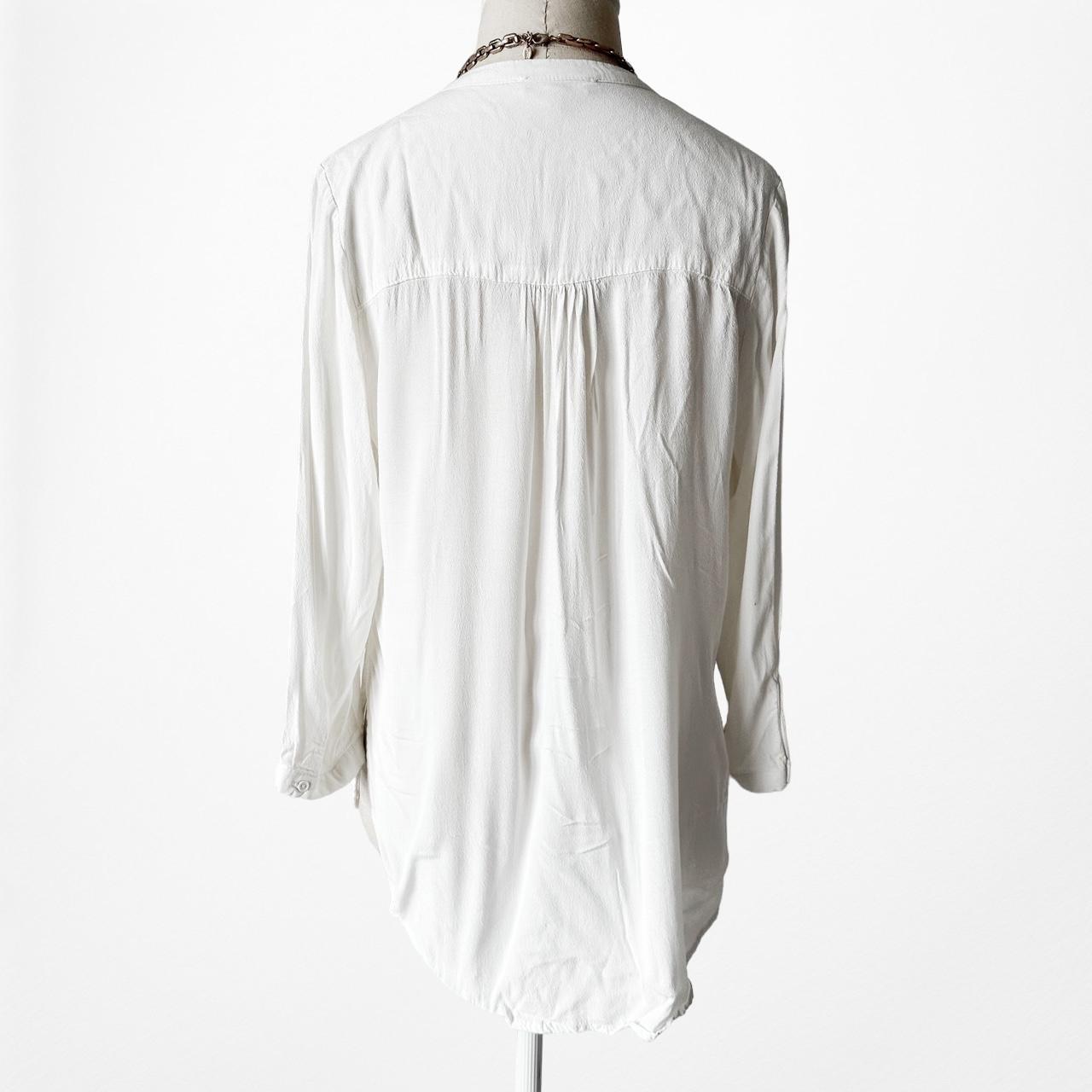 Black Swan Off White Pleated Button Down Shirt Blouse Top Size M