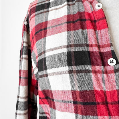 Zara Men's Checkered Plaid White Red Black Button Down Front Shirt Size M