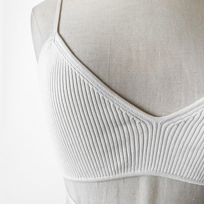 Zara Ribbed Knit Off White Cream Strappy Tie Crop Top Bralette Size S