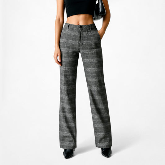 Calvin Klein Gray Plaid Checkered High Waisted Straight Leg Pants Size 2