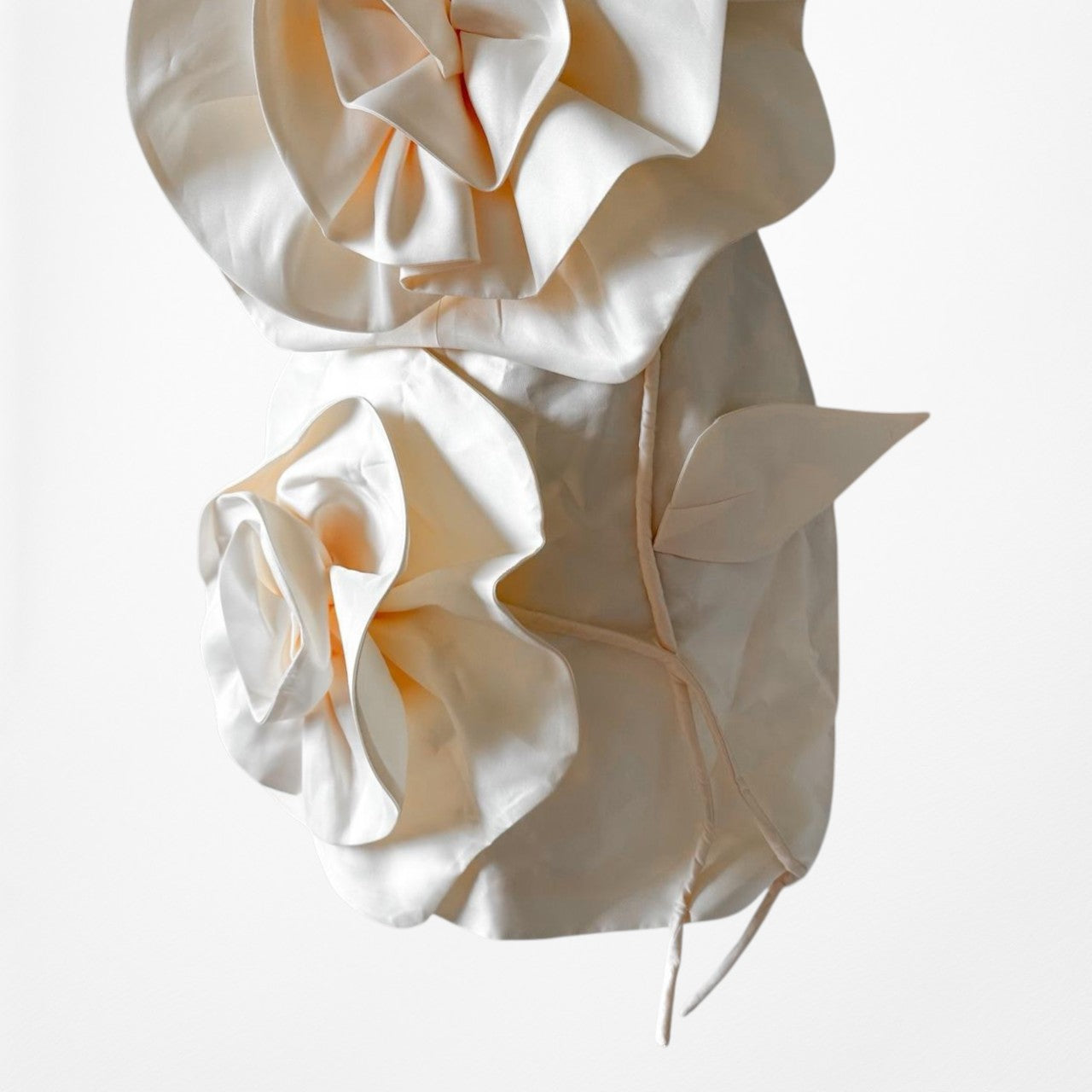 Off White Cream Strapless Floral Applique Bodycon Mini Dress Size S