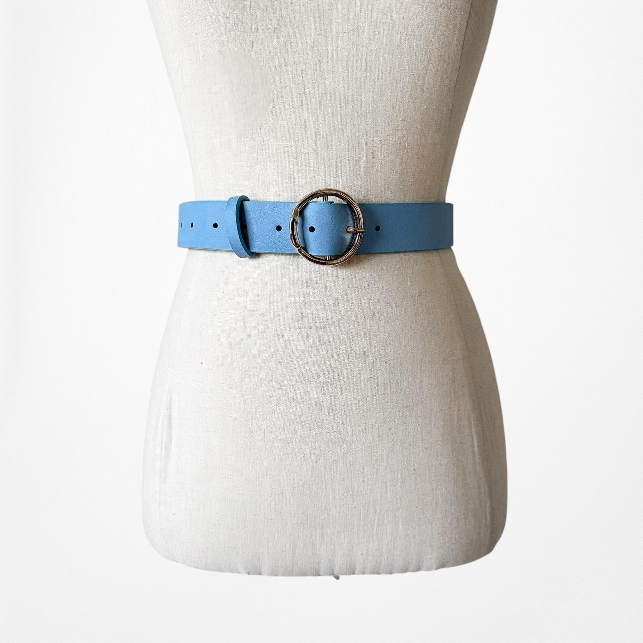 Commense Blue Gold Hardware Faux Leather Belt Size S
