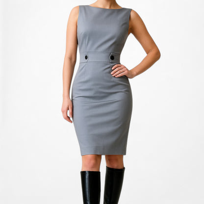 Ann Taylor Gray Knee Length Sleeveless Bodycon Cocktail Dress Size M