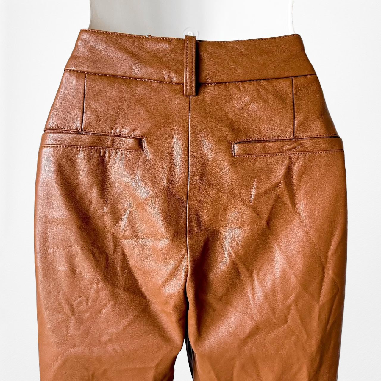 Zara Brown Faux Leather High Waisted Straight Leg Pants Size 4/M