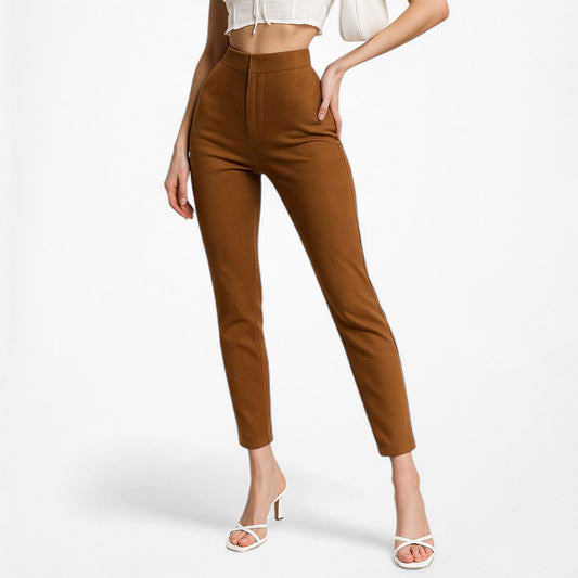 Fashion Nova Brown High Waisted Suede Skinny Pants Trousers Size M