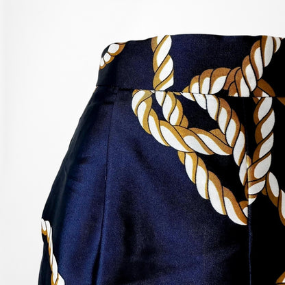 Zara Navy Blue High Waisted Nautical Print Pleated Detail Summer Shorts Size XS