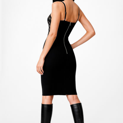 Fashion Nova Black Knee Knit Mini Bodycon Dress Size M