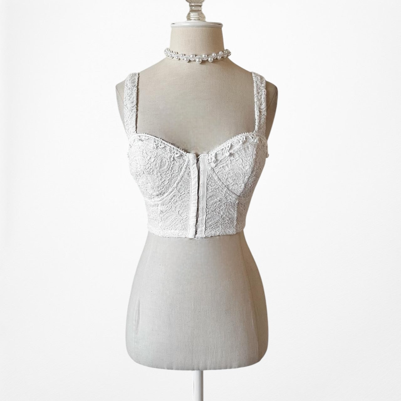 2B Bebe White Lace Bustier Corset Cami Tank Crop Top Size XS